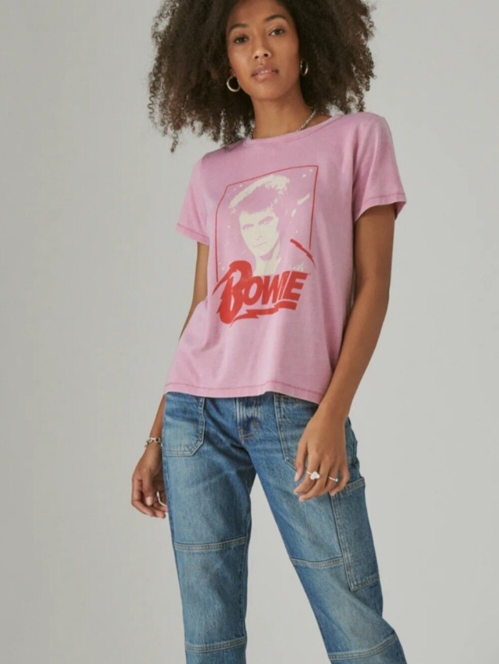 Lucky Brand Pink Bowie Graphic Short Sleeve Tee